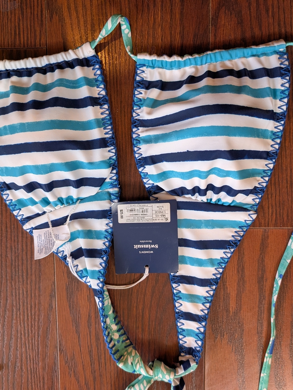 Roller Rabbit Target New Reversible Teal Floral Bikini Top Blue M Summer Beach - Picture 7 of 9